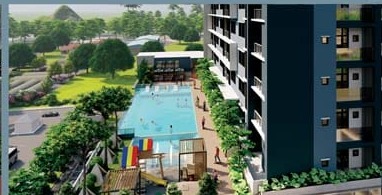 Swimming pool with tower view